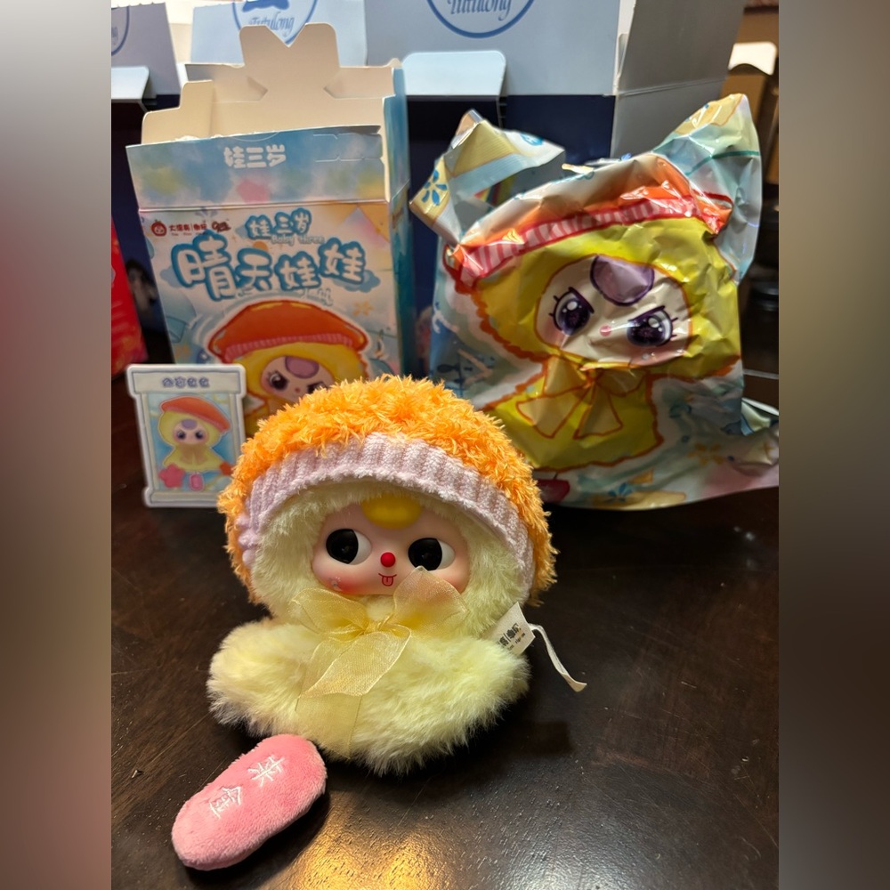 BB3 Baby Three Good Luck Wind Chime / Sunny Doll Plush Pendant yellow/orange